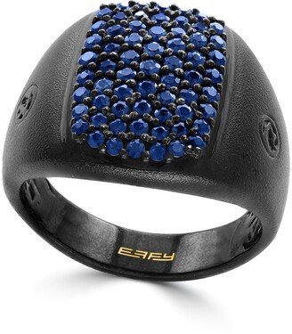 Sterling Silver Blue Sapphire Pave Ring