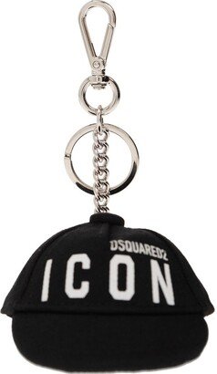 Icon Logo-Printed Baseball Cap Charm Keychain