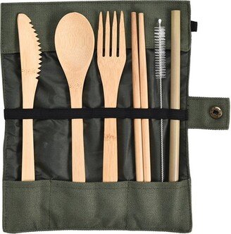Prosumer's Choice Wood Reusable Flatware Travel Cutlery Bamboo Set with Travel Case - Brown