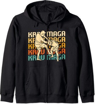 Krav Maga Gift For A Martial Artist Retro Krav Maga Martial Artist Zip Hoodie