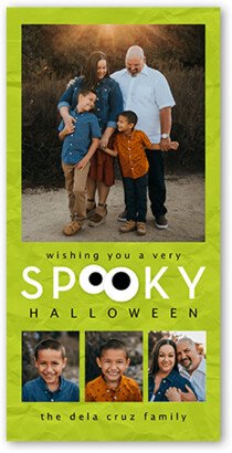 Halloween Cards: Googly Spooky Halloween Card, Green, 4X8, Signature Smooth Cardstock, Square