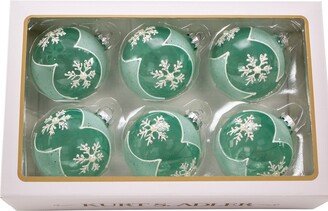 80mm Glass Snowflake 6 Piece Ball Ornament Set