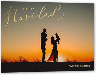 Holiday Cards: Illuminating Overlay Holiday Card, White, Gold Foil, 5X7, Feliz Navidad, Matte, Personalized Foil Cardstock, Square