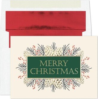 Masterpiece Studios Holiday Collection Premium Cards 15 Cards/Foil-Lined Envelopes, Pines of Christmas, 5.6