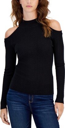 Juniors' Cold-Shoulder Long-Sleeve Sweater