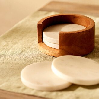 Marble Coasters + Wood Holder