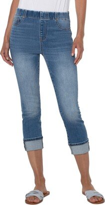 Chloe Wide Cuff Pull-On Crop Skinny Jeans