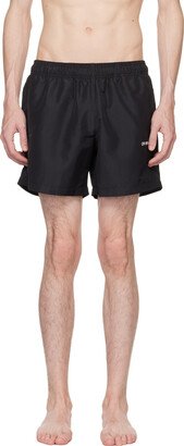 Black Diag Outline Swim Shorts