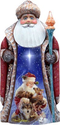 G.DeBrekht Woodcarved Hand Painted Santa Little Friends Figurine