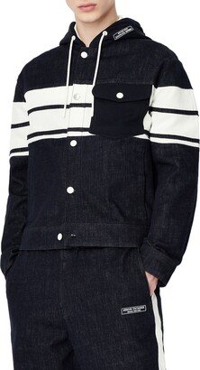 Stripe Hooded Denim Jacket