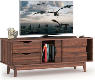 TV Stand for TV up to 60'' Media Console Table Storage with Doors Walnut