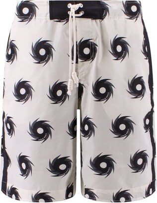 Hurricane Printed Drawstring Swim Trunks