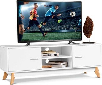 TV Stand Entertainment Center Console Cabinet Stand 2 Doors Shelves White