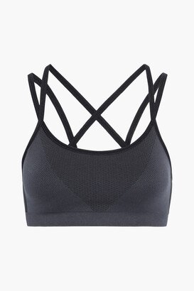 Two-tone stretch-jacquard sports bra