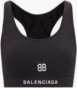 Logo-embroidered Cotton-blend Sports Bra