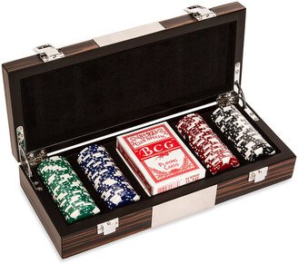 Brouk and Co 100-Chip High-Gloss Wood Velvet Poker Set