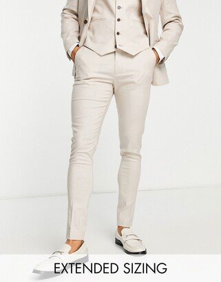 super skinny linen mix suit pants in stone-AA