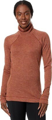 Thermal Merino Rib Turtleneck (Pecan Brown Heather) Women's Clothing