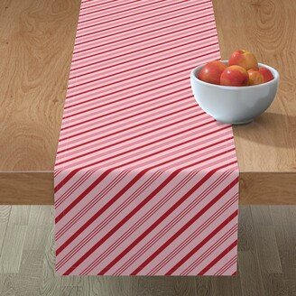 Table Runners: Holiday Candy Cane Stripes - Red On Pink Table Runner, 72X16, Pink