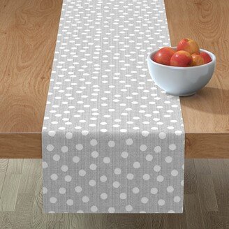 Table Runners: Snowball Polka Dots - Gray Table Runner, 72X16, Gray