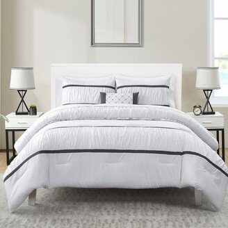 Home Trisha Grey Ruched Bed-in-a-Bag Comforter Set