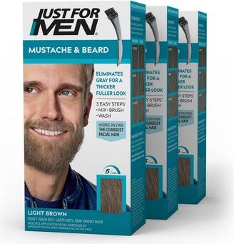 Mustache & Beard Coloring for Gray Hair with Brush Included - - 3pk