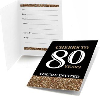 Big Dot Of Happiness Adult 80th Birthday - Gold - Fill-In Birthday Party Invitations (8 count)