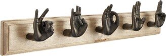 Wood & Bronze Mudra Hands Wall Rack