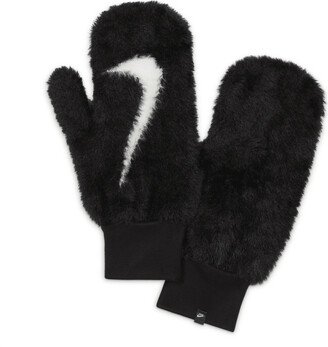 Plush Knit Mittens in Black