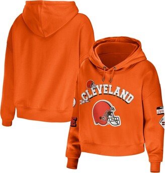 Women's Wear by Erin Andrews Orange Cleveland Browns Modest Cropped Pullover Hoodie