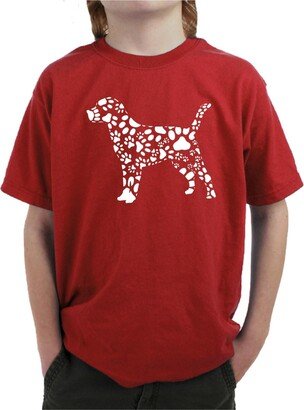 Big Boy's Word Art T-shirt - Dog Paw Prints