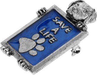 Silver-Tone 'Save A Life' Dog Frame Pin