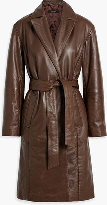 Belted padded leather coat