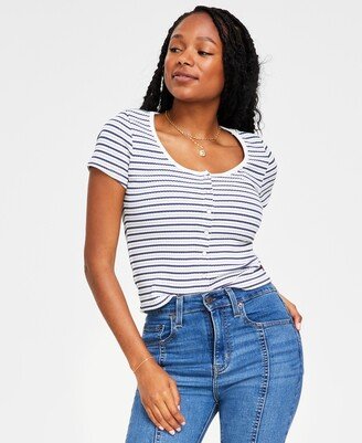 Women's Britt Cropped Snap-Front Short-Sleeve Top