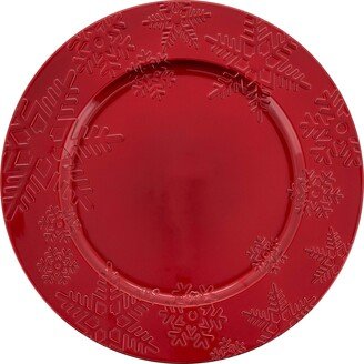 SARO LIFESTYLE Snowflake Design Charger Plates (Set of 4)