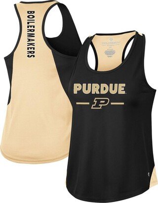 Women's Black Purdue Boilermakers Sachs 2-Hit Scoop Neck Racerback Tank Top