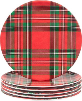 Christmas Plaid Melamine 9 Salad/Dessert Plates, Multicolor, Medium, Set of 6