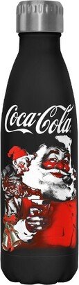 Christmas Santa Claus and Elf Stainless Steel Water Bottle - Black - 17 oz.