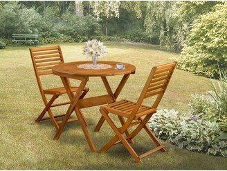 Excellent Folding Table Set- Great for Camping, Picnics - Wood Patio Table with Armchairs - Natural Oil Finish