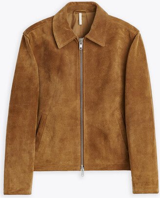 Short Jacket Suede Camel suede boxy jacket - Short jacket suede