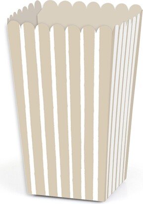 Big Dot Of Happiness Tan Stripes - Simple Party Favor Popcorn Treat Boxes - Set of 12 - Beige/Khaki