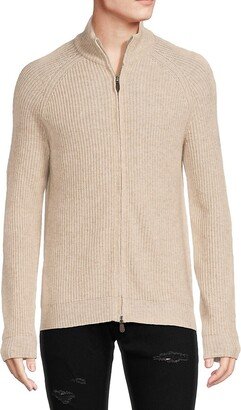 Saks Fifth Avenue Made in Italy Saks Fifth Avenue Men's Merino Wool Blend Shaker Full Zip Sweater