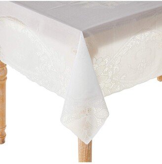 Violet Table Linens Violet Vinyl Lace Battenberg Embossed Floral Pattern, Rectangle Tablecloths 52 x70