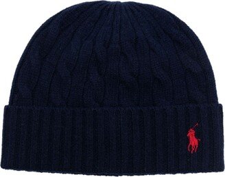 Logo-Embroidered Cable-Knit Beanie