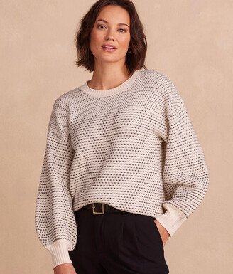 The Luxe Cashmere Blend Mix Stitch Sweater - Dune & Charcoal