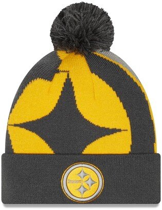 Men's Graphite Pittsburgh Steelers Logo Whiz Redux Cuffed Knit Hat