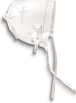 Curata White Embroidered Cross Bonnet Becomes Wedding Hankie