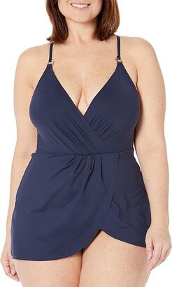 Surplice Maillot Swimdress (Navy) Women's Swimsuits One Piece