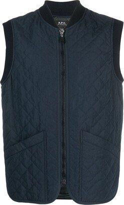 Diamond-Quilted Zip-Up Gilet