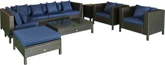 9-Piece Patio Furniture Sets Outdoor Conversation Sets, Sofa Sets with Removable Cushion, Footstool and Coffee table for Balcony, Backyard Na